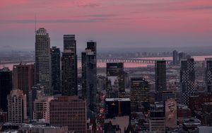 Preview wallpaper city, buildings, aerial view, cityscape, dusk