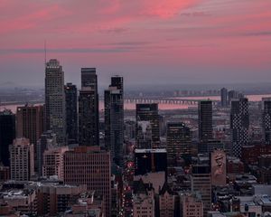 Preview wallpaper city, buildings, aerial view, cityscape, dusk