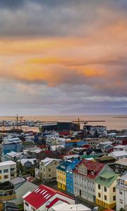 Preview wallpaper city, buildings, aerial view, architecture, coast, port