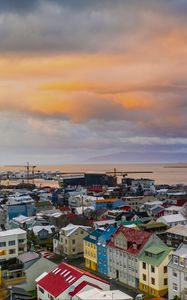 Preview wallpaper city, buildings, aerial view, architecture, coast, port