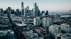 Preview wallpaper city, buildings, aerial view, skyscrapers, metropolis, architecture