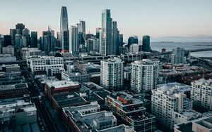 Preview wallpaper city, buildings, aerial view, skyscrapers, metropolis, architecture