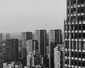Preview wallpaper city, buildings, aerial view, bw