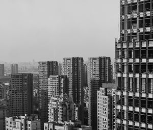 Preview wallpaper city, buildings, aerial view, bw