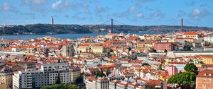 Preview wallpaper city, buildings, aerial view, architecture, lisbon