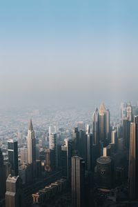 Preview wallpaper city, buildings, aerial view, cityscape, fog