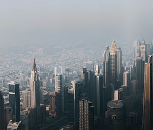 Preview wallpaper city, buildings, aerial view, cityscape, fog