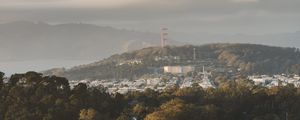 Preview wallpaper city, buildings, aerial view, cityscape, trees