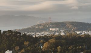 Preview wallpaper city, buildings, aerial view, cityscape, trees