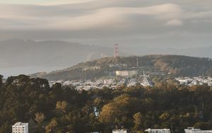 Preview wallpaper city, buildings, aerial view, cityscape, trees