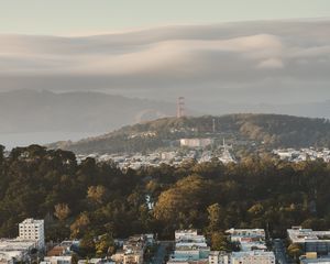 Preview wallpaper city, buildings, aerial view, cityscape, trees