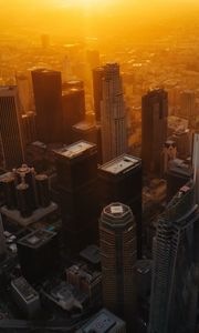 Preview wallpaper city, buildings, aerial view, sunset