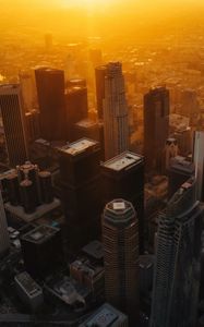 Preview wallpaper city, buildings, aerial view, sunset