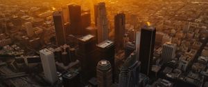 Preview wallpaper city, buildings, aerial view, sunset