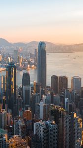 Preview wallpaper city, buildings, aerial view, river