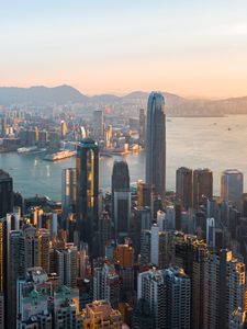 Preview wallpaper city, buildings, aerial view, river