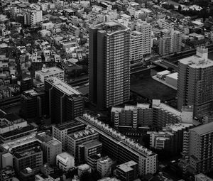 Preview wallpaper city, buildings, aerial view, architecture, black and white