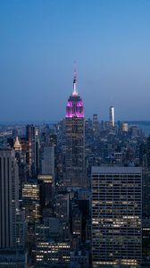 Preview wallpaper city, buildings, aerial view, twilight, new york