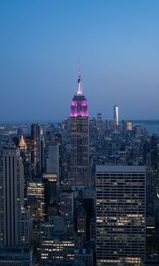 Preview wallpaper city, buildings, aerial view, twilight, new york