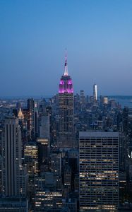 Preview wallpaper city, buildings, aerial view, twilight, new york