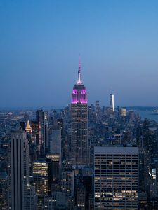 Preview wallpaper city, buildings, aerial view, twilight, new york