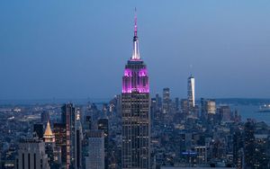 Preview wallpaper city, buildings, aerial view, twilight, new york