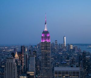 Preview wallpaper city, buildings, aerial view, twilight, new york