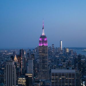 Preview wallpaper city, buildings, aerial view, twilight, new york