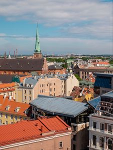 Preview wallpaper city, buildings, aerial view, roofs, architecture