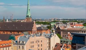 Preview wallpaper city, buildings, aerial view, roofs, architecture