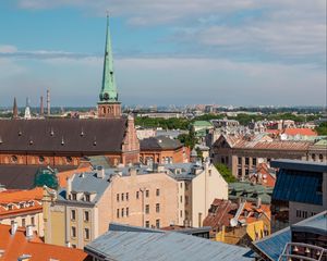 Preview wallpaper city, buildings, aerial view, roofs, architecture