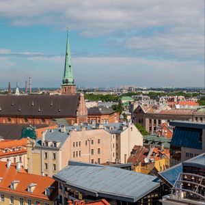 Preview wallpaper city, buildings, aerial view, roofs, architecture