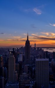 Preview wallpaper city, buildings, aerial view, new york, twilight