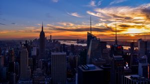 Preview wallpaper city, buildings, aerial view, new york, twilight