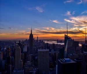 Preview wallpaper city, buildings, aerial view, new york, twilight