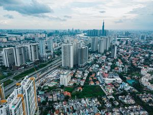 Preview wallpaper city, buildings, aerial view, cityscape, metropolis