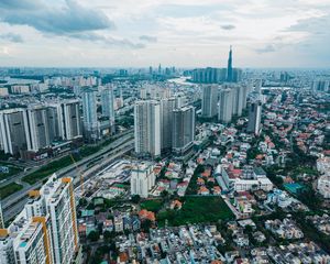 Preview wallpaper city, buildings, aerial view, cityscape, metropolis