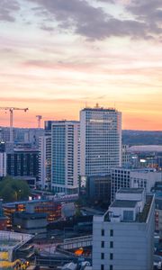 Preview wallpaper city, buildings, aerial view, architecture, twilight