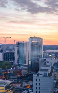 Preview wallpaper city, buildings, aerial view, architecture, twilight