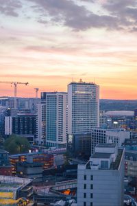 Preview wallpaper city, buildings, aerial view, architecture, twilight