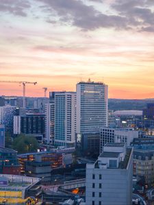 Preview wallpaper city, buildings, aerial view, architecture, twilight