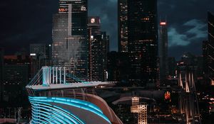 Preview wallpaper city, buildings, architecture, night, moon, light