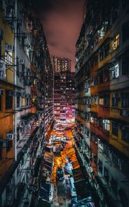 Preview wallpaper city, buildings, architecture, street, night, backlight