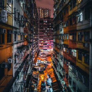 Preview wallpaper city, buildings, architecture, street, night, backlight