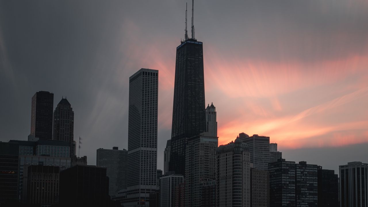 Wallpaper city, buildings, architecture, towers, sunset