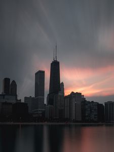 Preview wallpaper city, buildings, architecture, towers, sunset