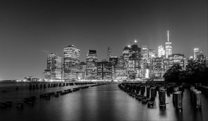 Preview wallpaper city, buildings, architecture, bw, new york