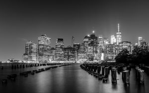 Preview wallpaper city, buildings, architecture, bw, new york