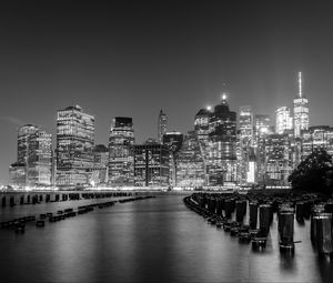 Preview wallpaper city, buildings, architecture, bw, new york