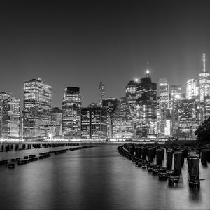 Preview wallpaper city, buildings, architecture, bw, new york